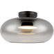 Trinity LED 14.25 inch Black Semi-Flush Mount Ceiling Light in Smoked Glass