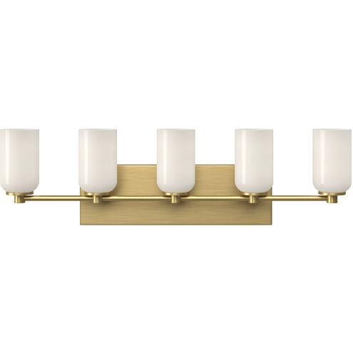 Nola 5 Light 31.75 inch Brushed Gold Bath Vanity Light Wall Light in Glossy Opal Glass Shade