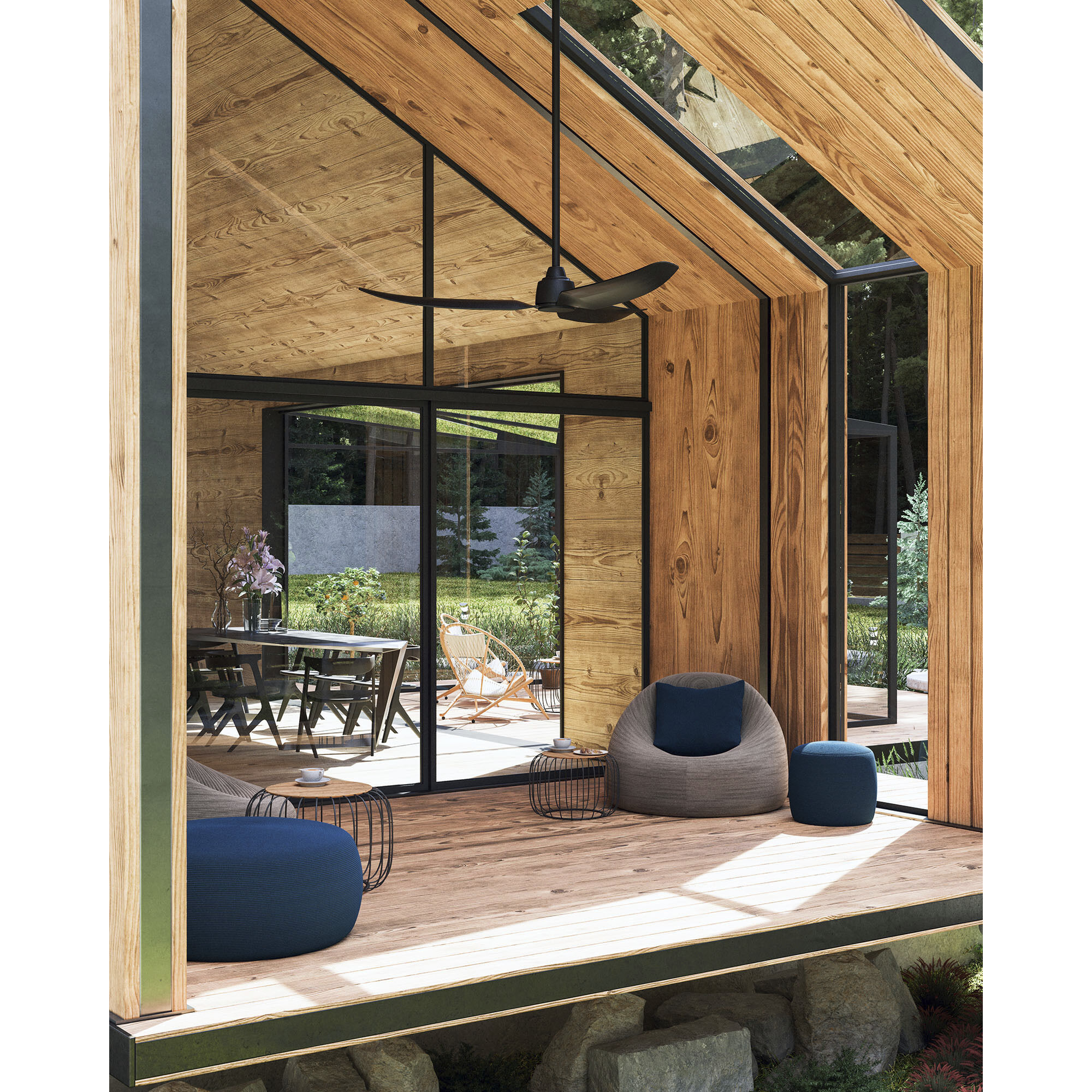 Hugo 52 inch Matte Black Exterior Ceiling Fan