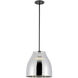 Trinity LED 11.38 inch Black Pendant Ceiling Light in Chrome Glass