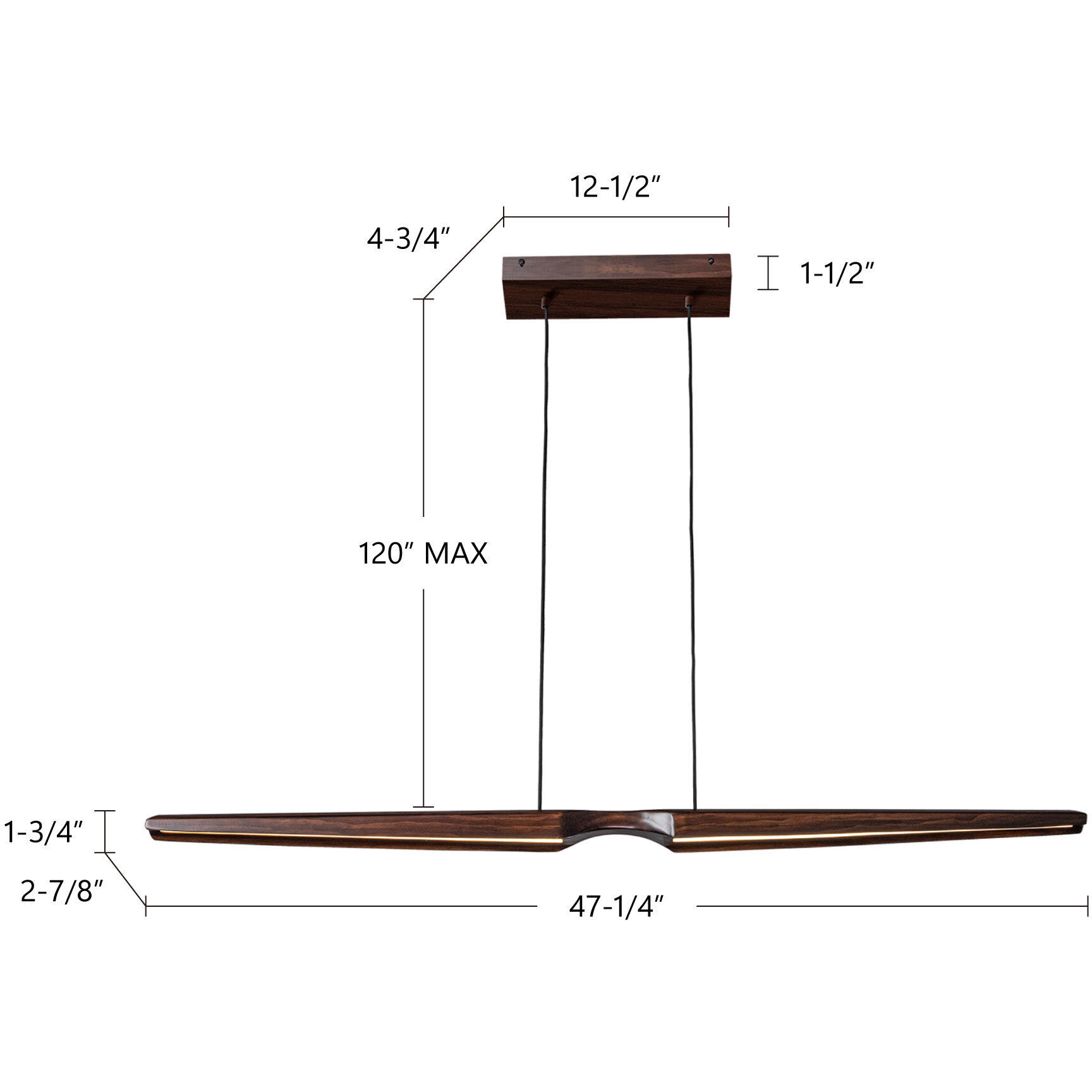 Dakota LED 47.25 inch Beech Wood Linear Pendant Ceiling Light