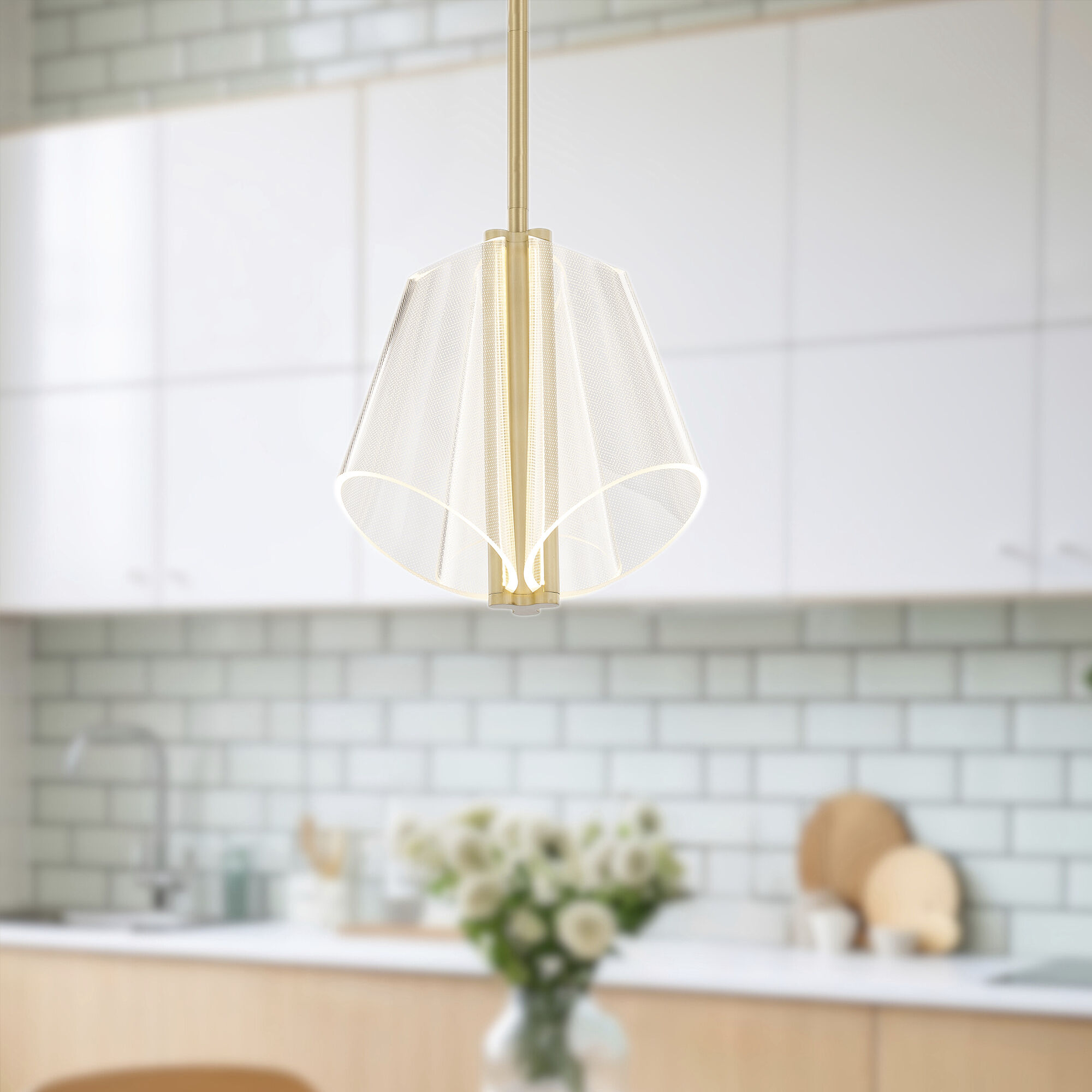 Mulberry LED 10.88 inch Brushed Gold/Light Guide Pendant Ceiling Light