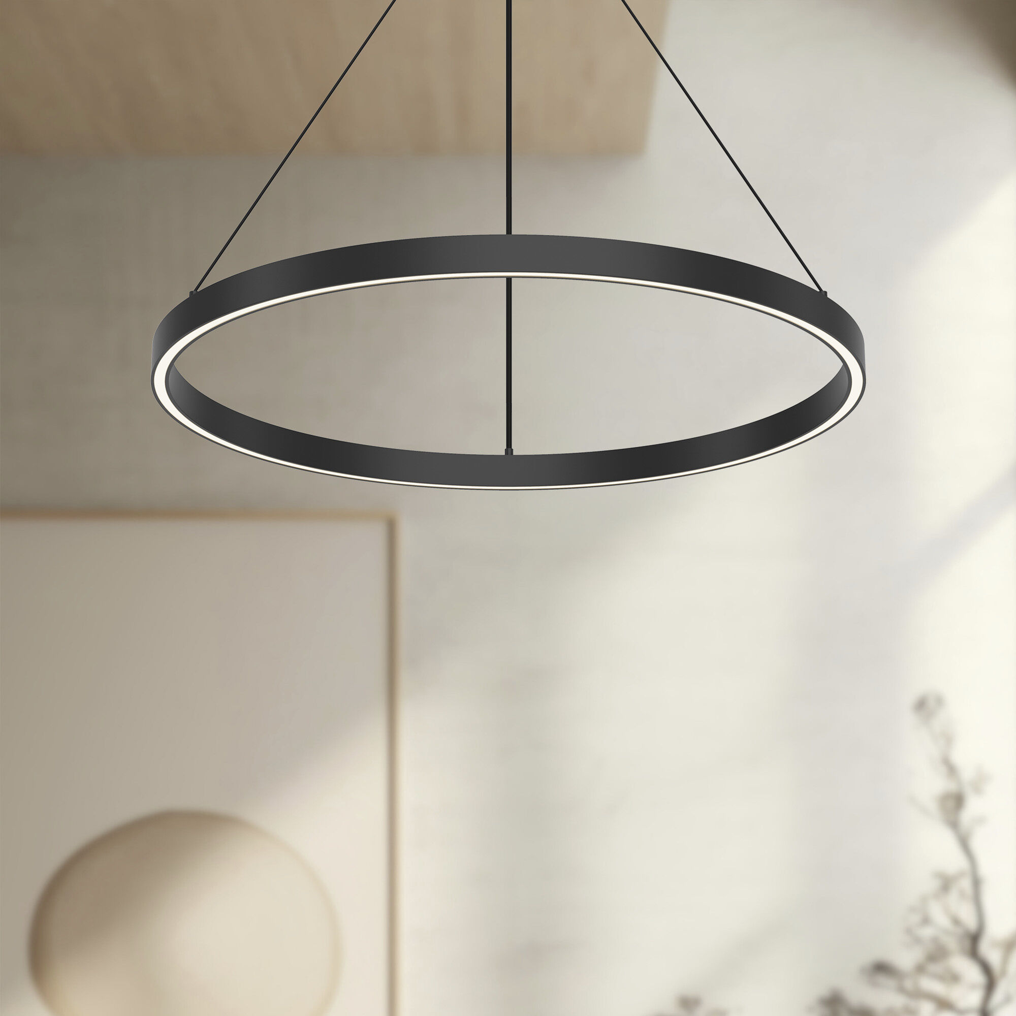 Cerchio LED 23.63 inch Black Pendant Ceiling Light