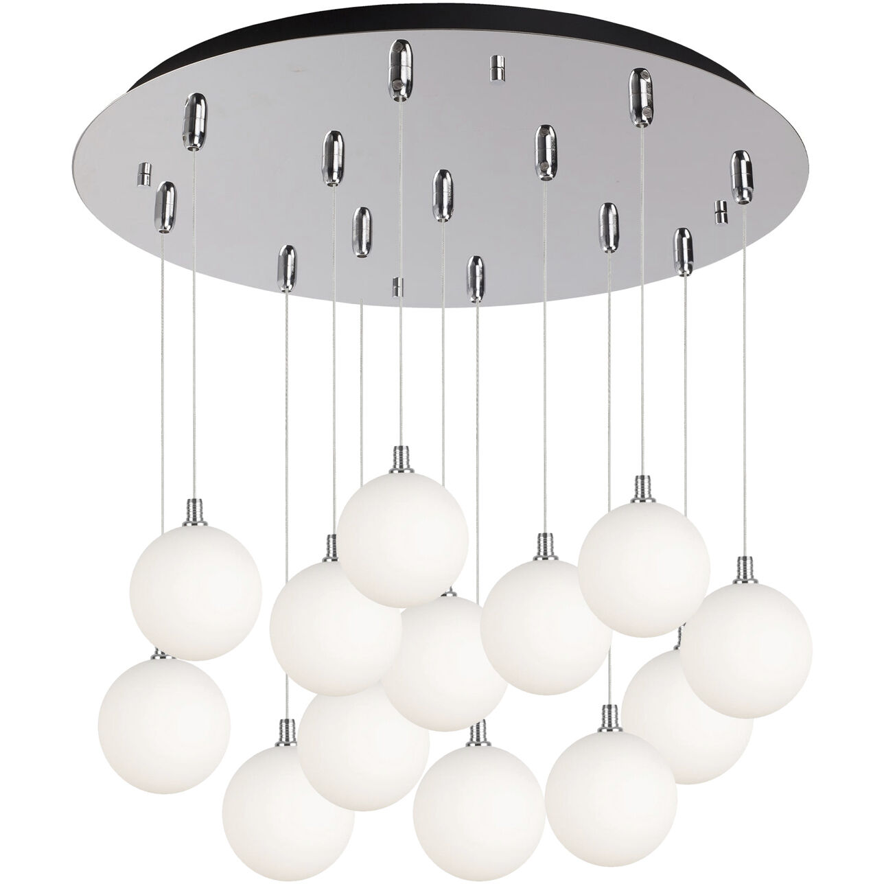 Bolla Multi Pendant Ceiling Light in Chrome, Opal Glass