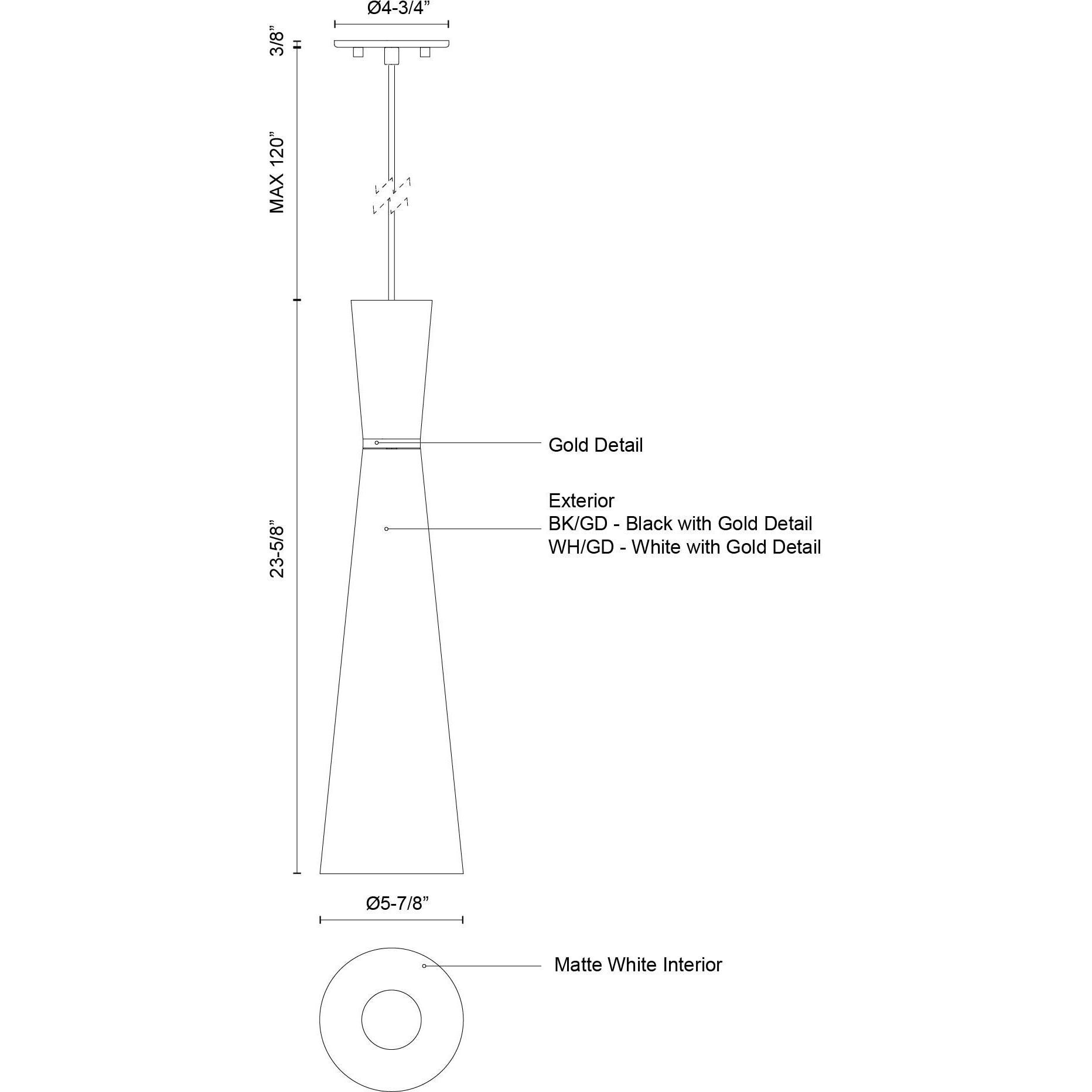 Vanderbilt 1 Light 5.88 inch Black With Gold Detail Pendant Ceiling Light