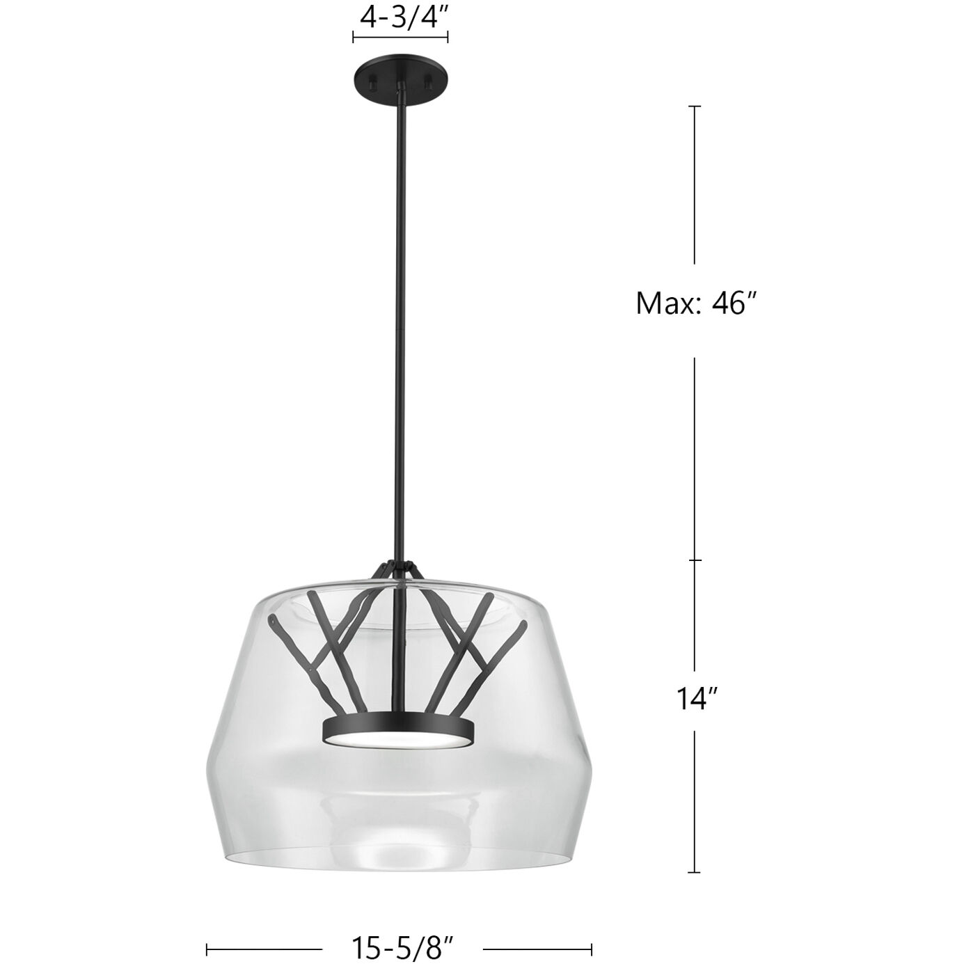 Deco LED 17.75 inch Clear/Black Pendant Ceiling Light