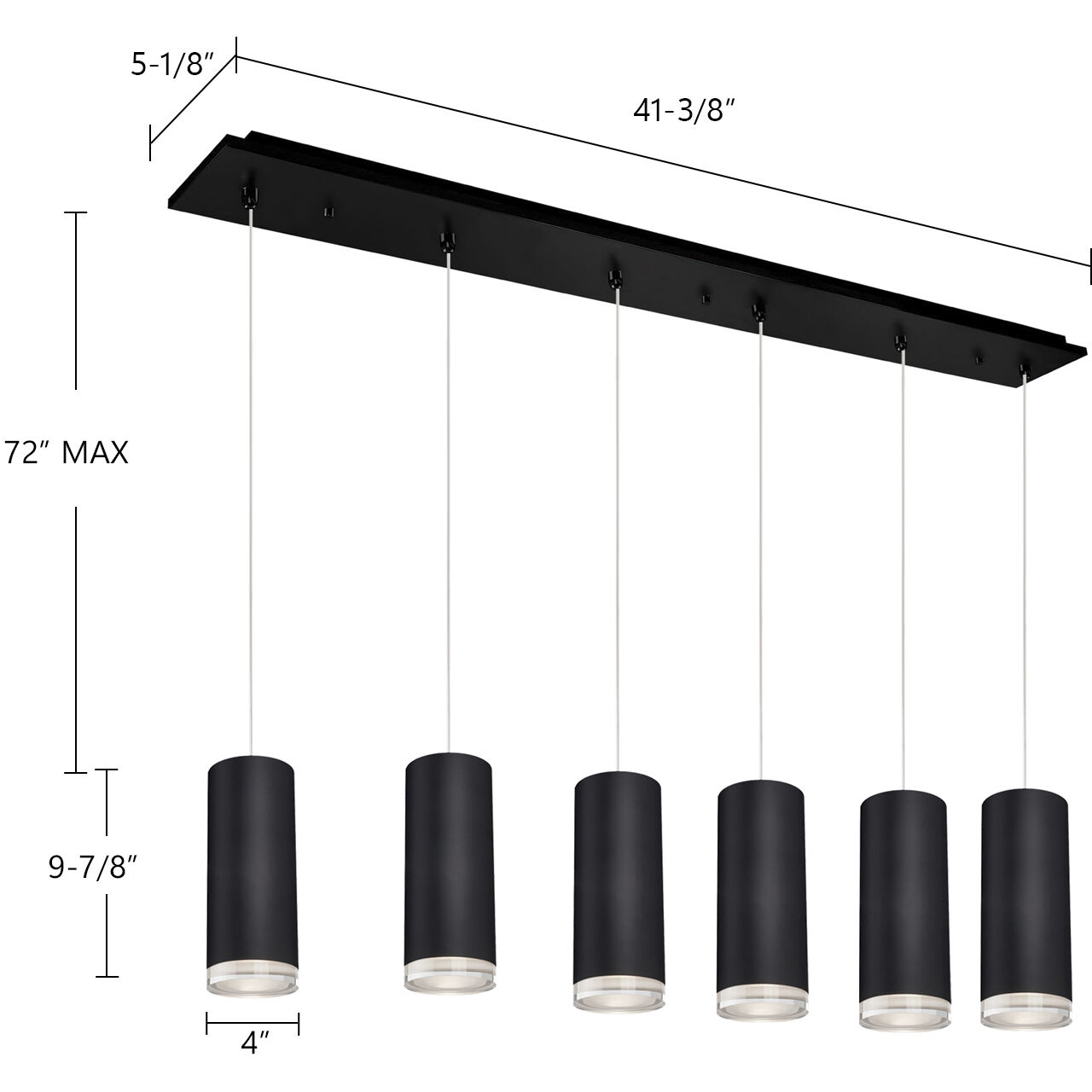 Cameo LED 5.13 inch Black Multi Pendant Ceiling Light