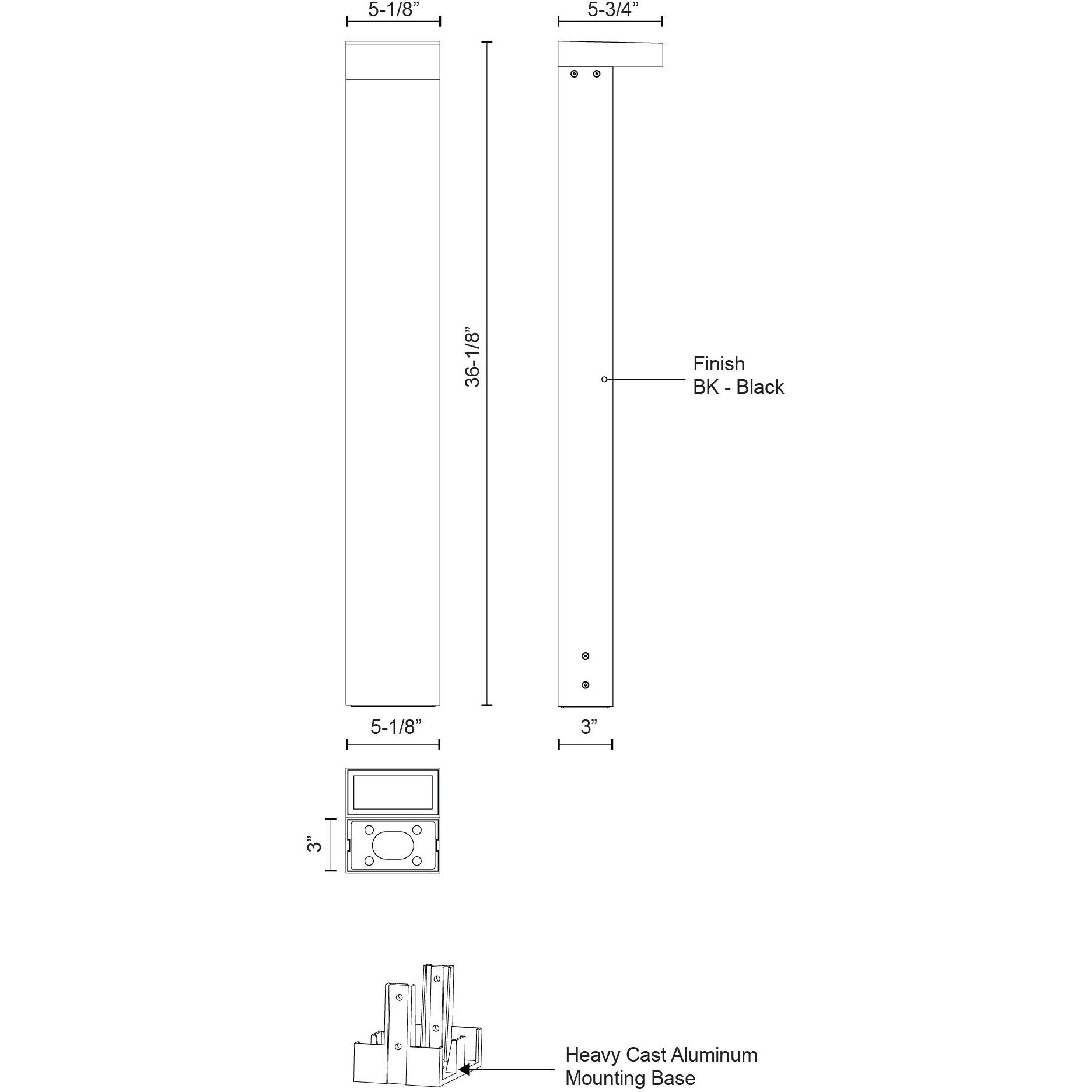 Evans 120-277V 24.00 watt Black Exterior Bollard