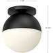 Monae 1 Light 9.88 inch Black/Opal Glass Flush Mount Ceiling Light