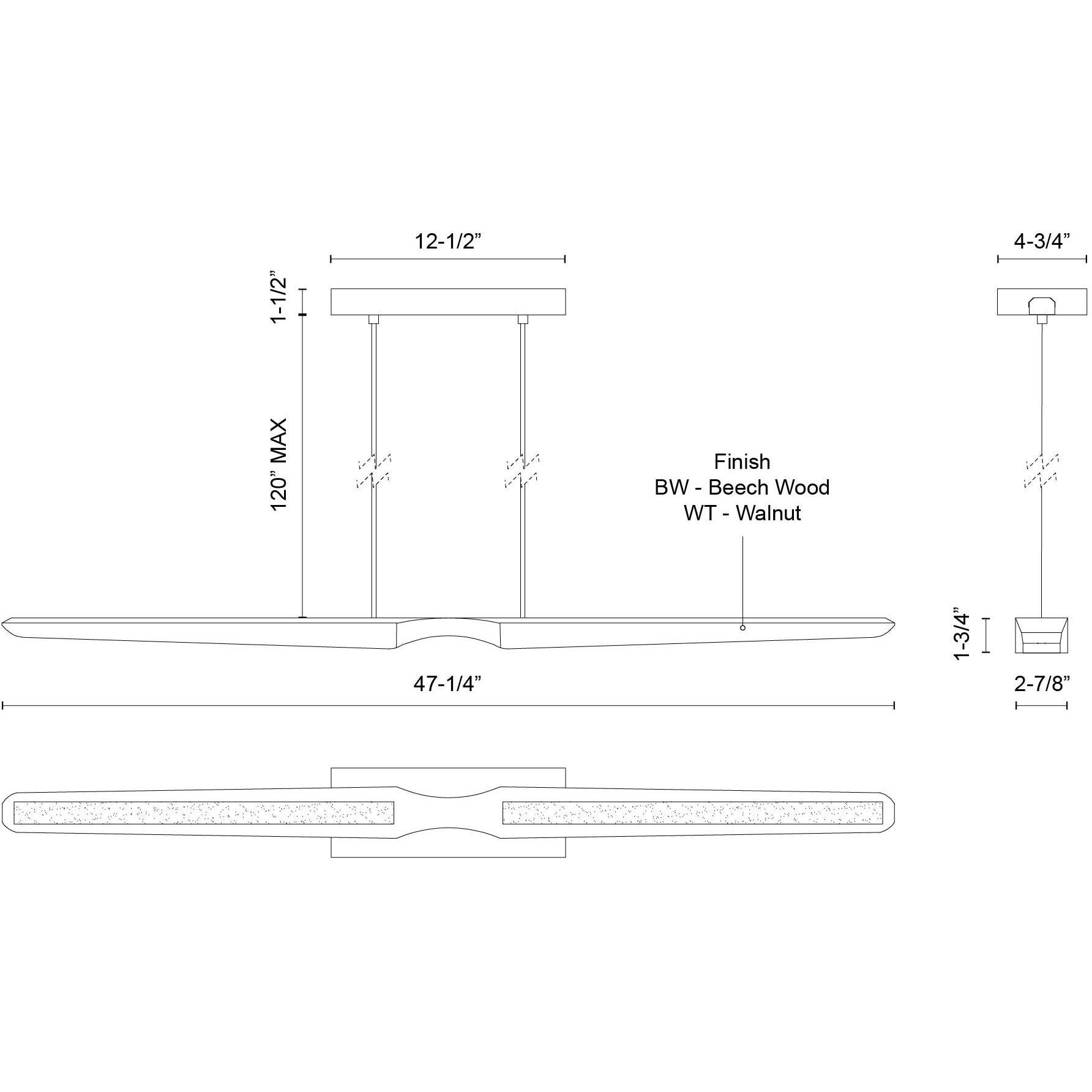 Dakota LED 47.25 inch Beech Wood Linear Pendant Ceiling Light