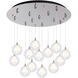 Bolla LED 25.25 inch Chrome Multi Pendant Ceiling Light in Clear Glass + Interior Opal Glass