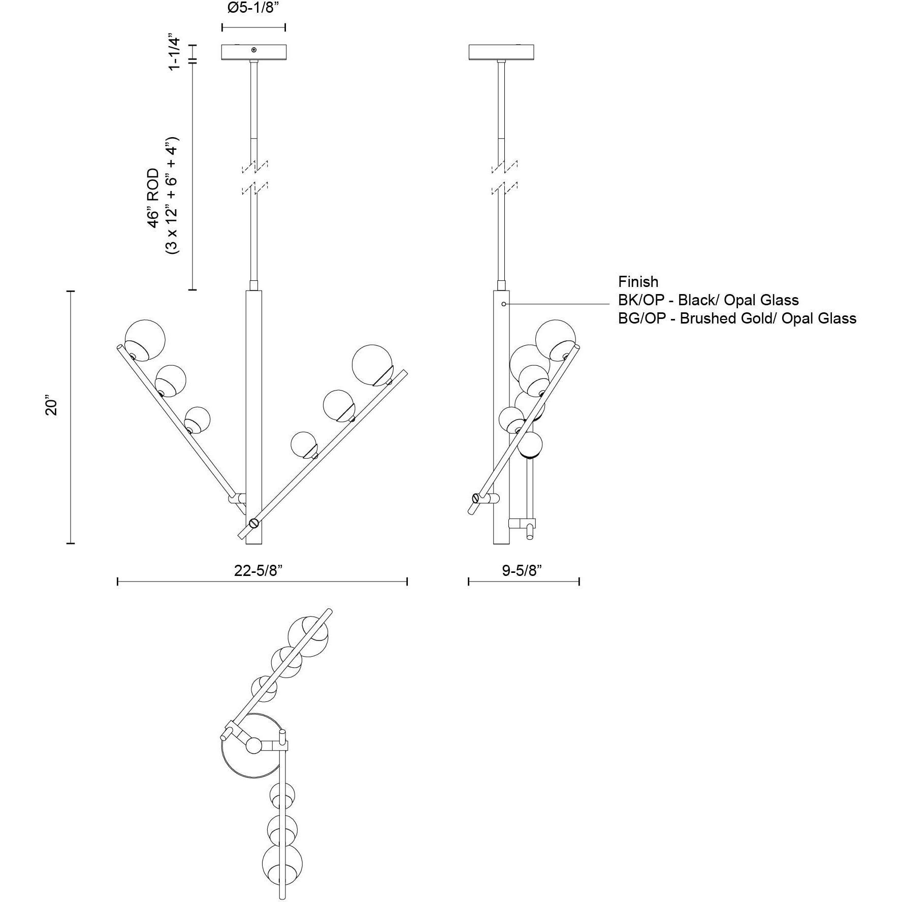 Cypress Pendant Ceiling Light in Brushed Gold