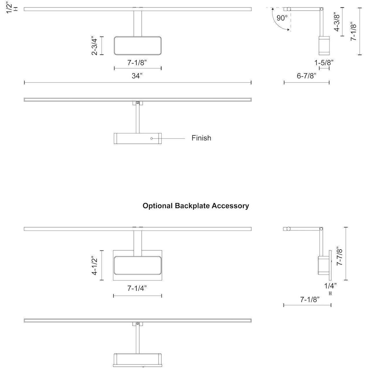 Vega Minor Picture 34.00 inch Wall Sconce