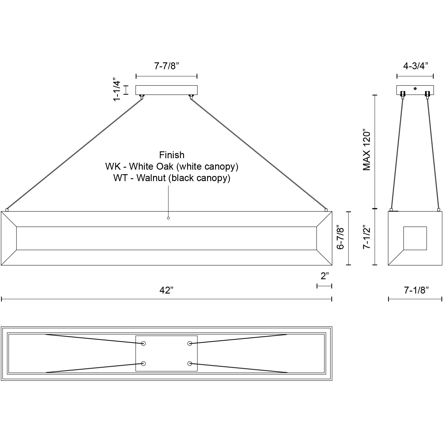 Morina LED 42 inch Walnut Linear Pendant Ceiling Light