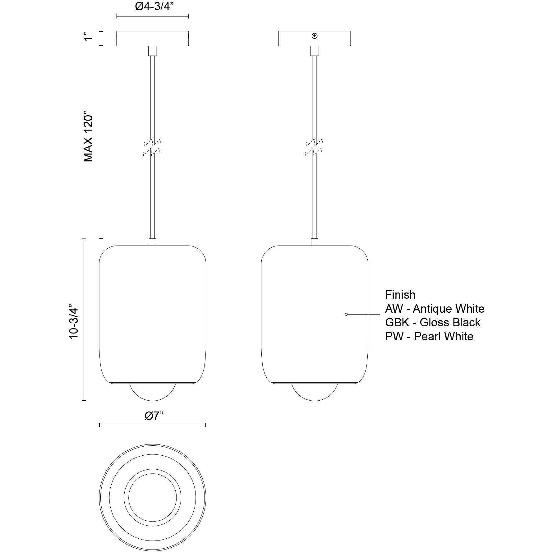 Hayden Pendant Ceiling Light in Antique White