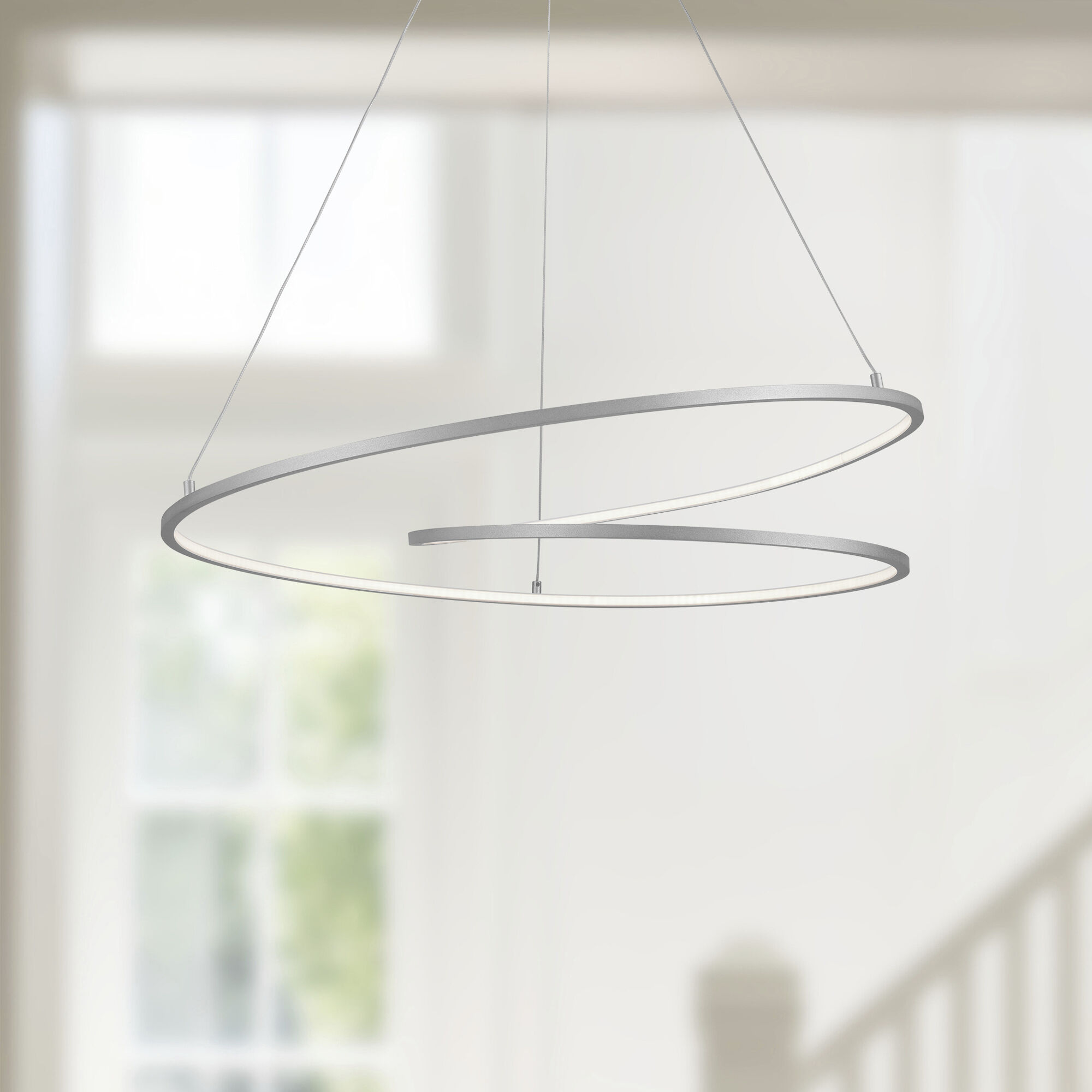 Twist Pendant Ceiling Light in Antique Silver