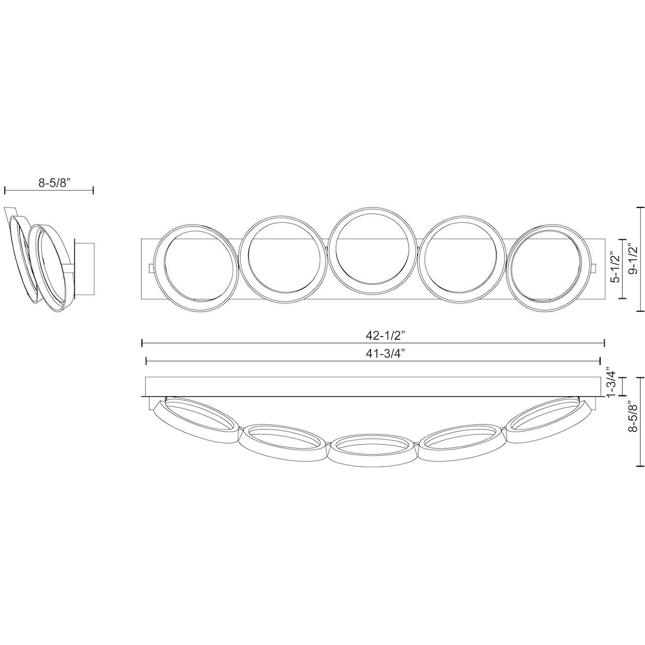 Oros LED 43 inch Brass Vanity Light Wall Light in Antique Brass