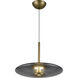 Kyoto LED 17.75 inch Vintage Brass/Smoked Glass Pendant Ceiling Light