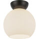 Arcadia 1 Light 7.88 inch Black Semi-Flush Mount Ceiling Light in Matte Opal Glass