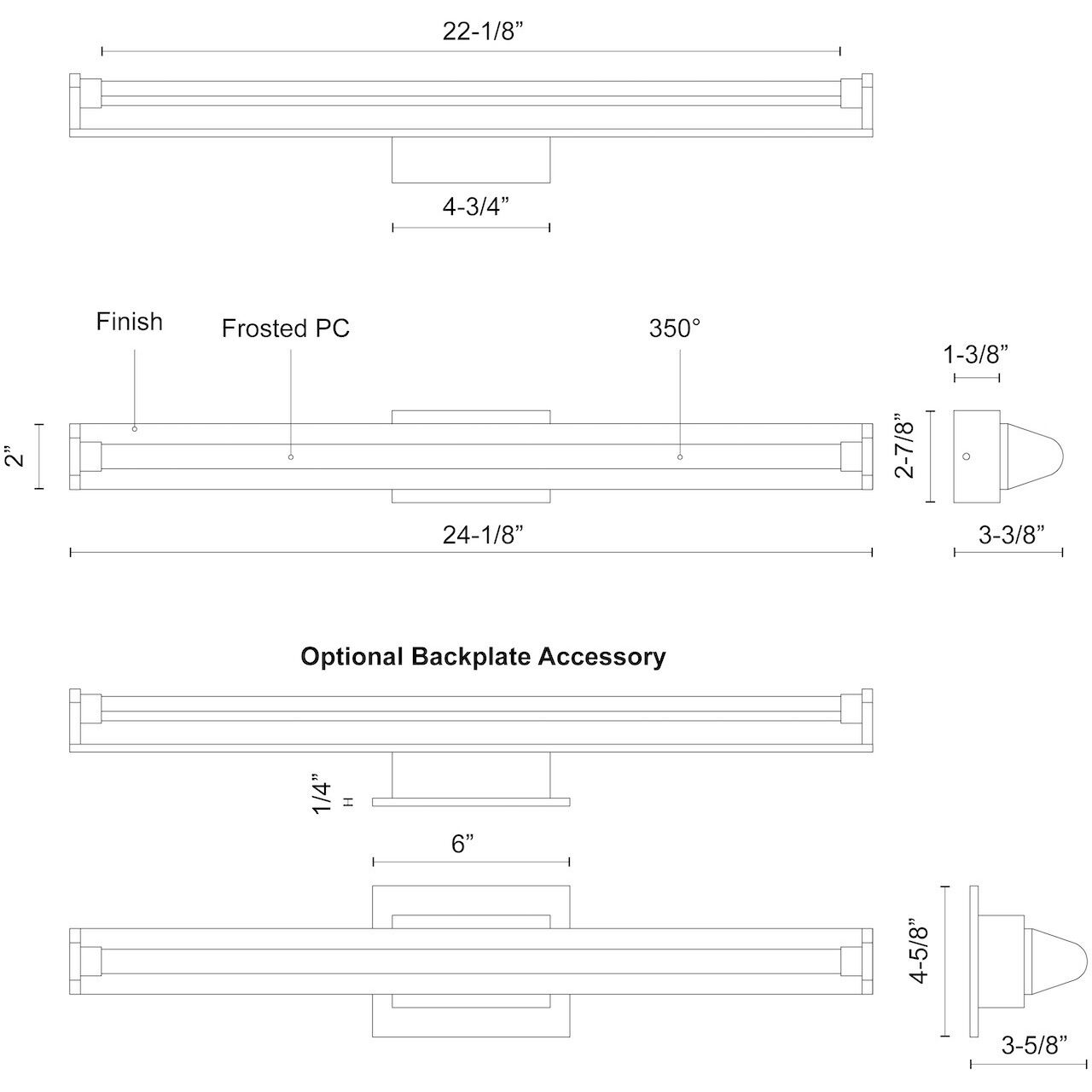 Plymouth Vanity Light Wall Light in Black