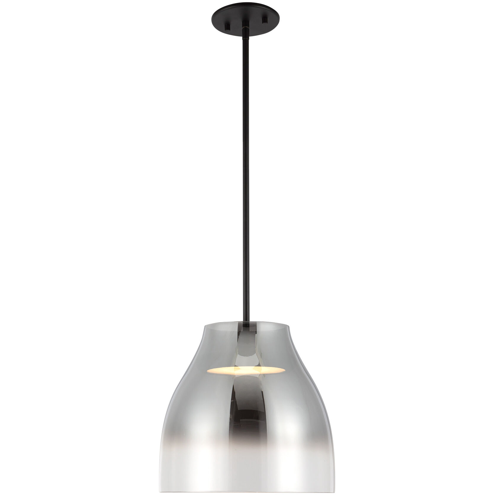 Trinity LED 11.38 inch Black/Smoked Pendant Ceiling Light in Smoked Glass