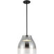 Trinity LED 11.38 inch Black/Smoked Pendant Ceiling Light in Smoked Glass