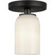 Nola 1 Light 3.63 inch Black Semi-Flush Mount Ceiling Light in Glossy Opal Glass Shade