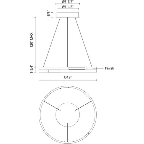 Anello Minor LED 19 inch Brushed Nickel Pendant Ceiling Light