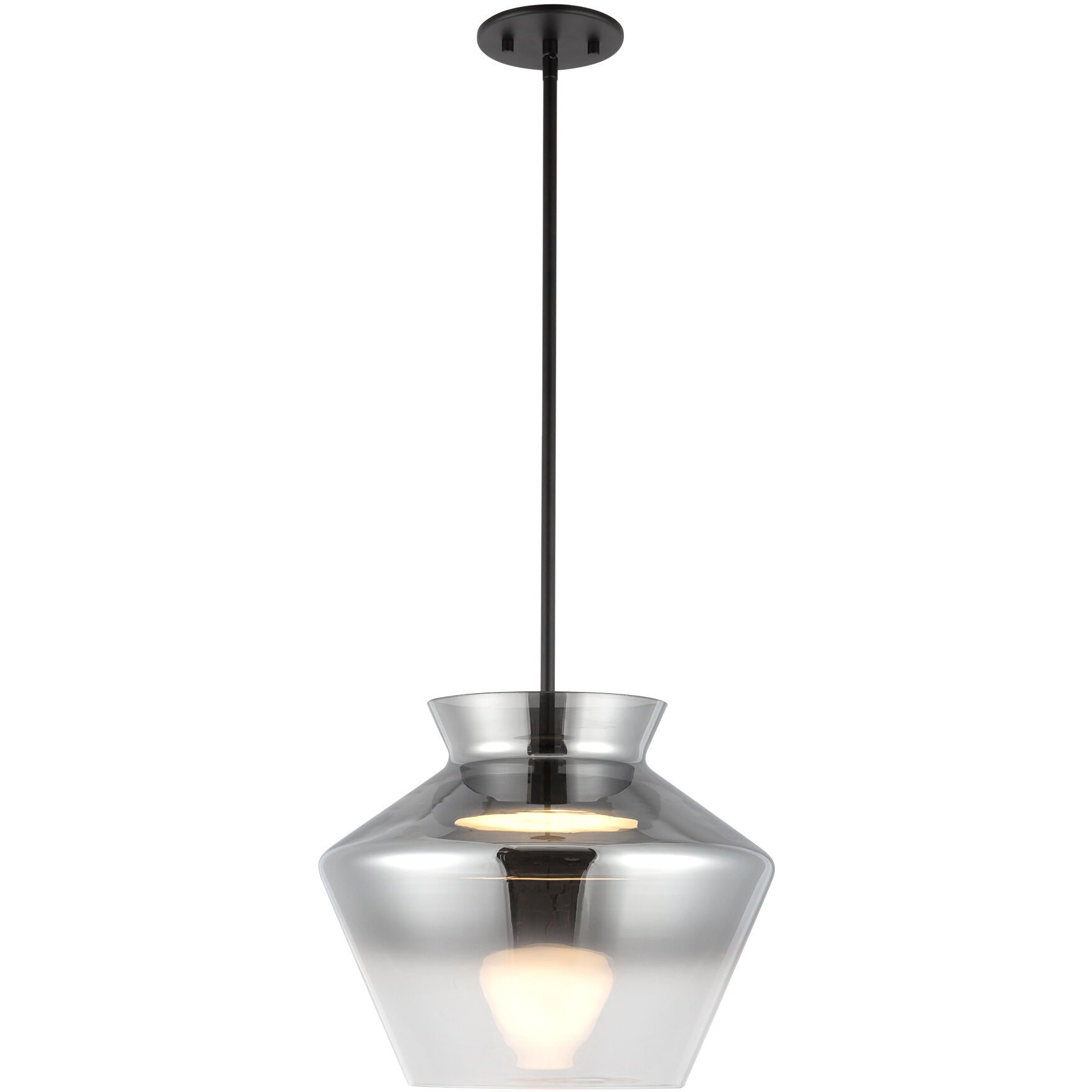 Trinity LED 13.13 inch Black/Smoked Pendant Ceiling Light in Smoked Glass