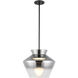 Trinity LED 13.13 inch Black/Smoked Pendant Ceiling Light in Smoked Glass