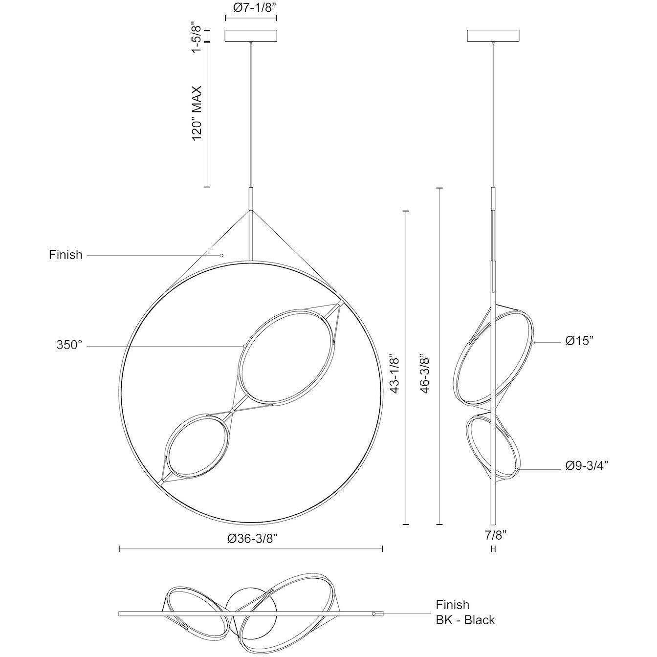 Serif LED 0.88 inch Black Pendant Ceiling Light