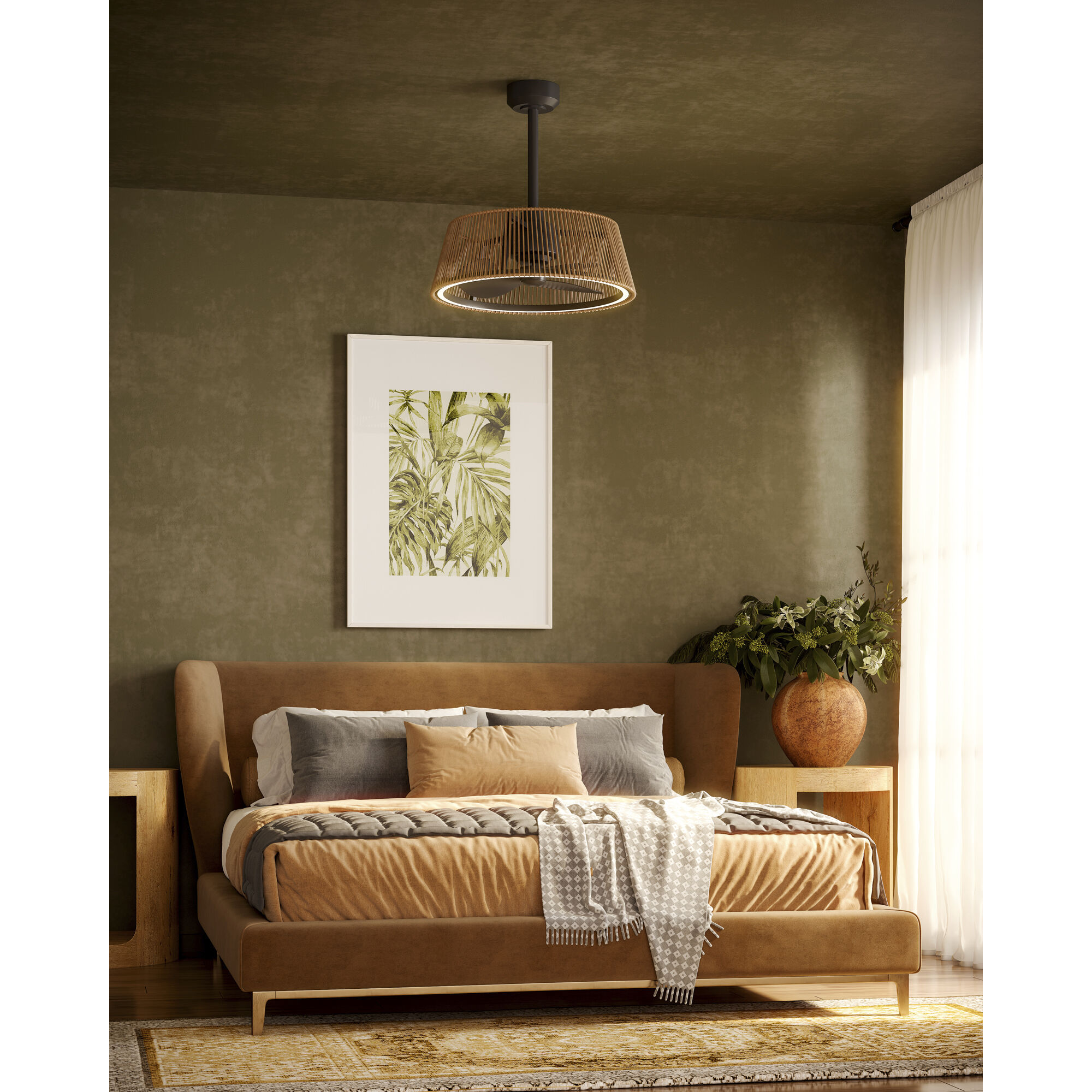 Isla 24 inch Matte Black/Braided Rope Ceiling Fan in Matte Black and Braided Rope