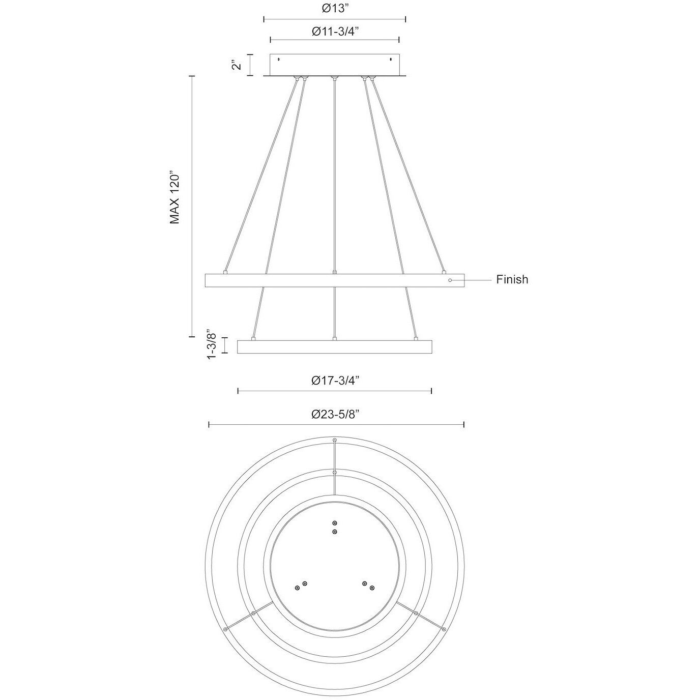 Cerchio LED 23.63 inch White Chandelier Ceiling Light