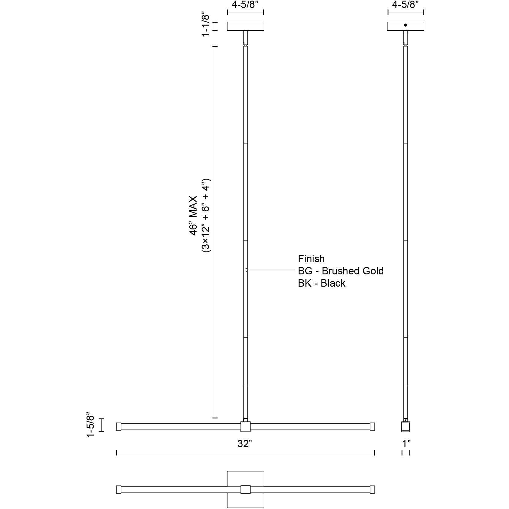 Blade LED 32 inch Black Linear Pendant Ceiling Light