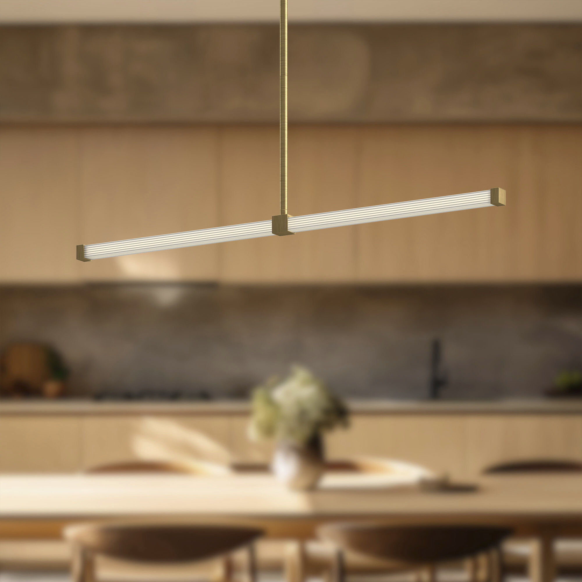 Blade LED 32 inch Brushed Gold Linear Pendant Ceiling Light