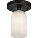 Nola 1 Light 3.63 inch Black Semi-Flush Mount Ceiling Light in Glossy Opal Glass Shade