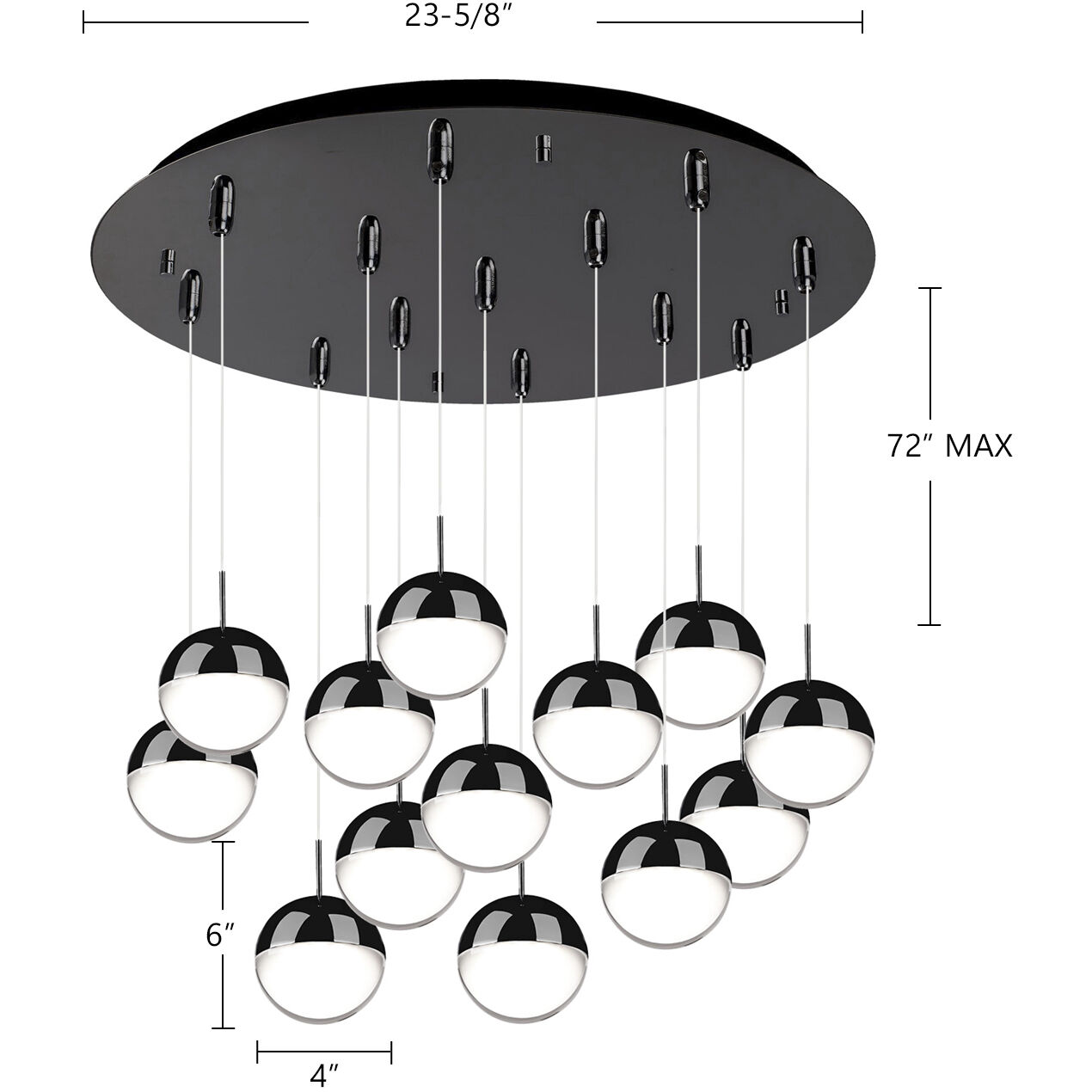 Pluto Multi Pendant Ceiling Light in Black Chrome