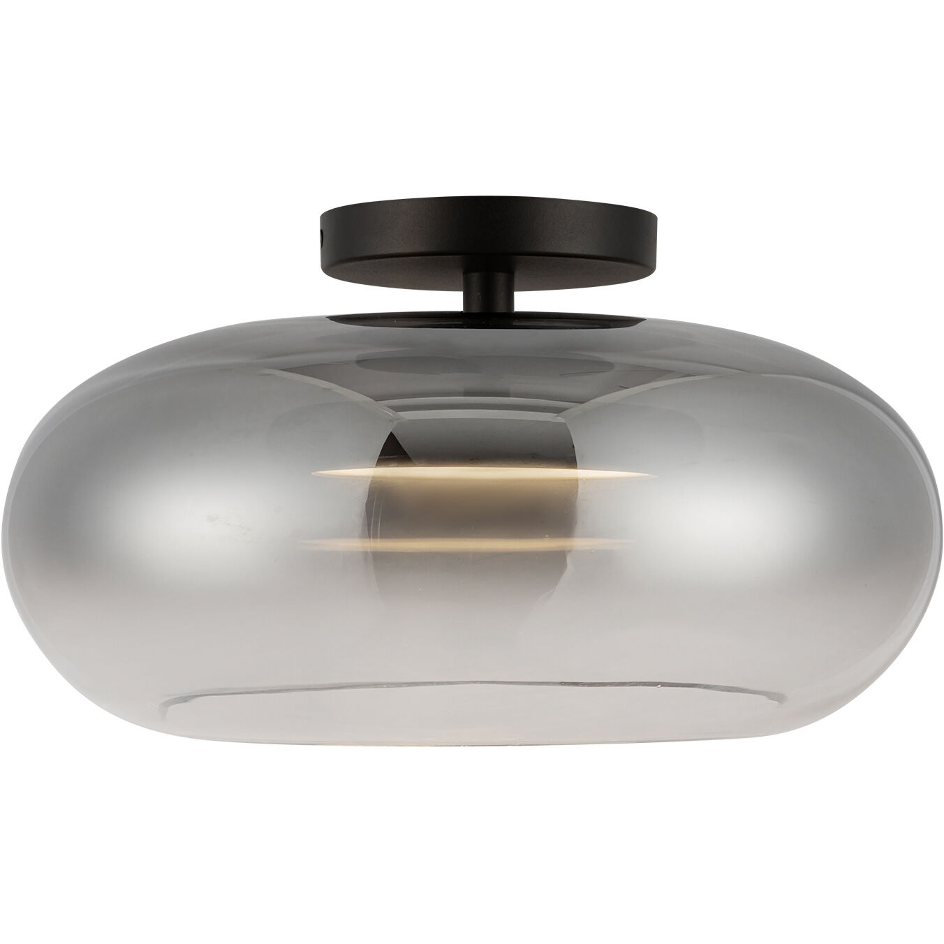 Trinity LED 14.25 inch Black/Smoked Semi-Flush Mount Ceiling Light in Smoked Glass