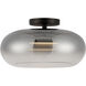 Trinity LED 14.25 inch Black/Smoked Semi-Flush Mount Ceiling Light in Smoked Glass