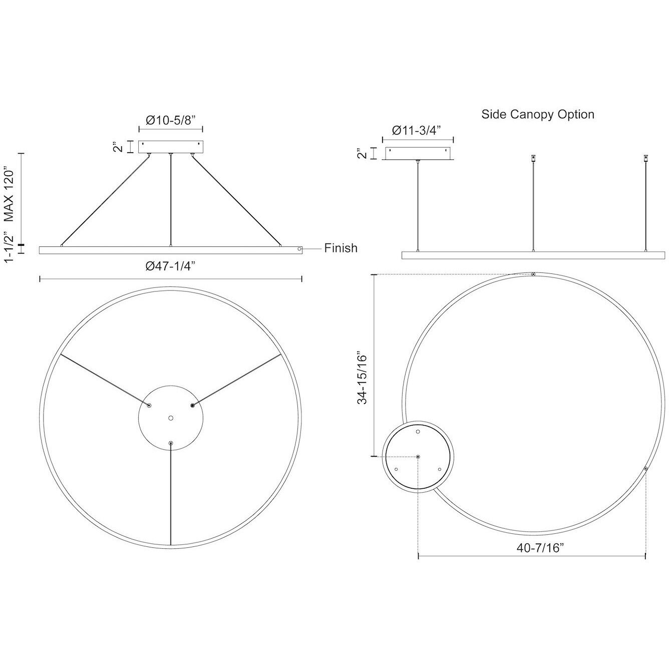 Cerchio LED 47.25 inch Brushed Gold Pendant Ceiling Light