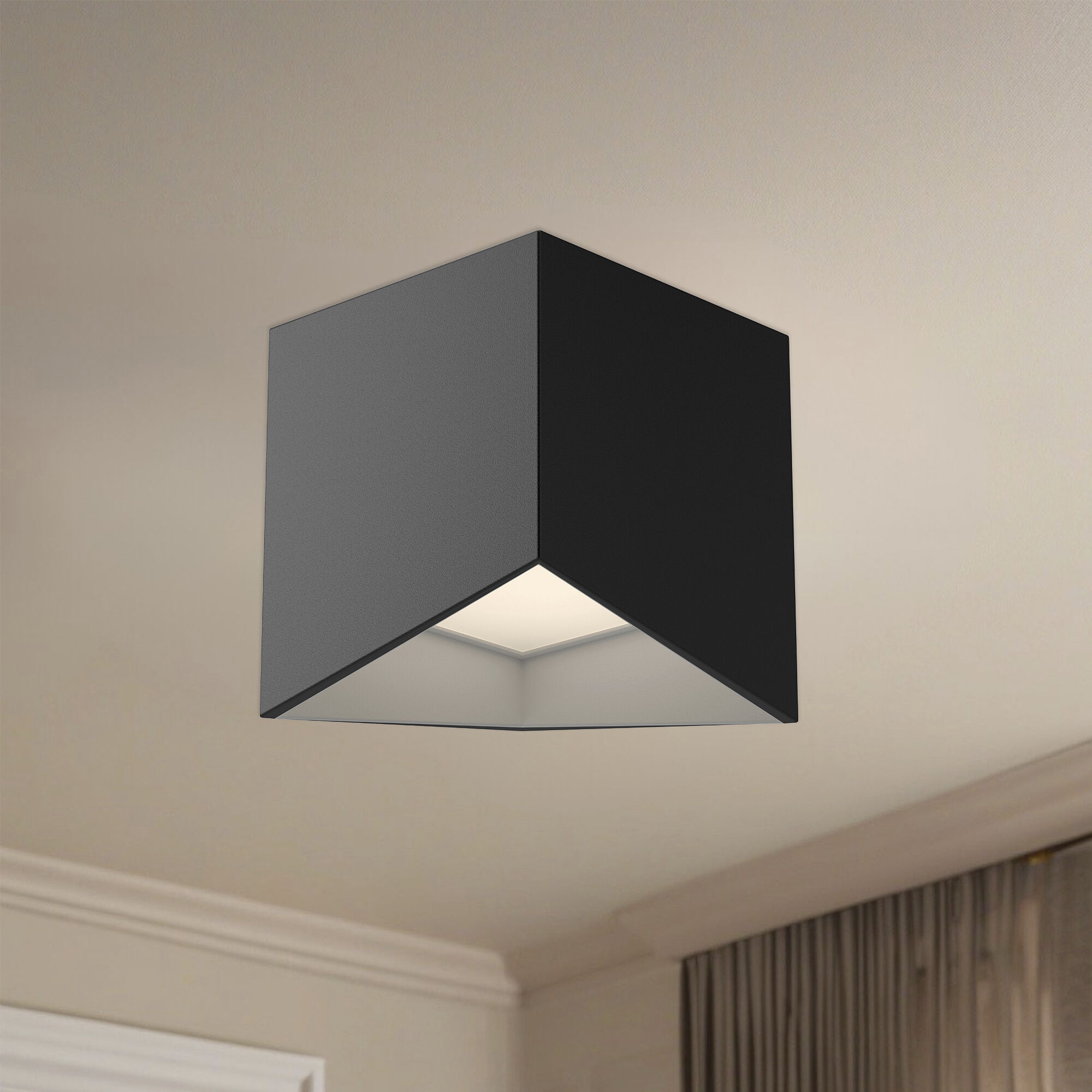 Cubix LED 5.63 inch Black/White Flush Mount Ceiling Light