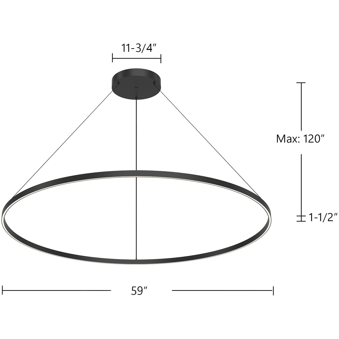 Cerchio LED 59 inch Black Pendant Ceiling Light