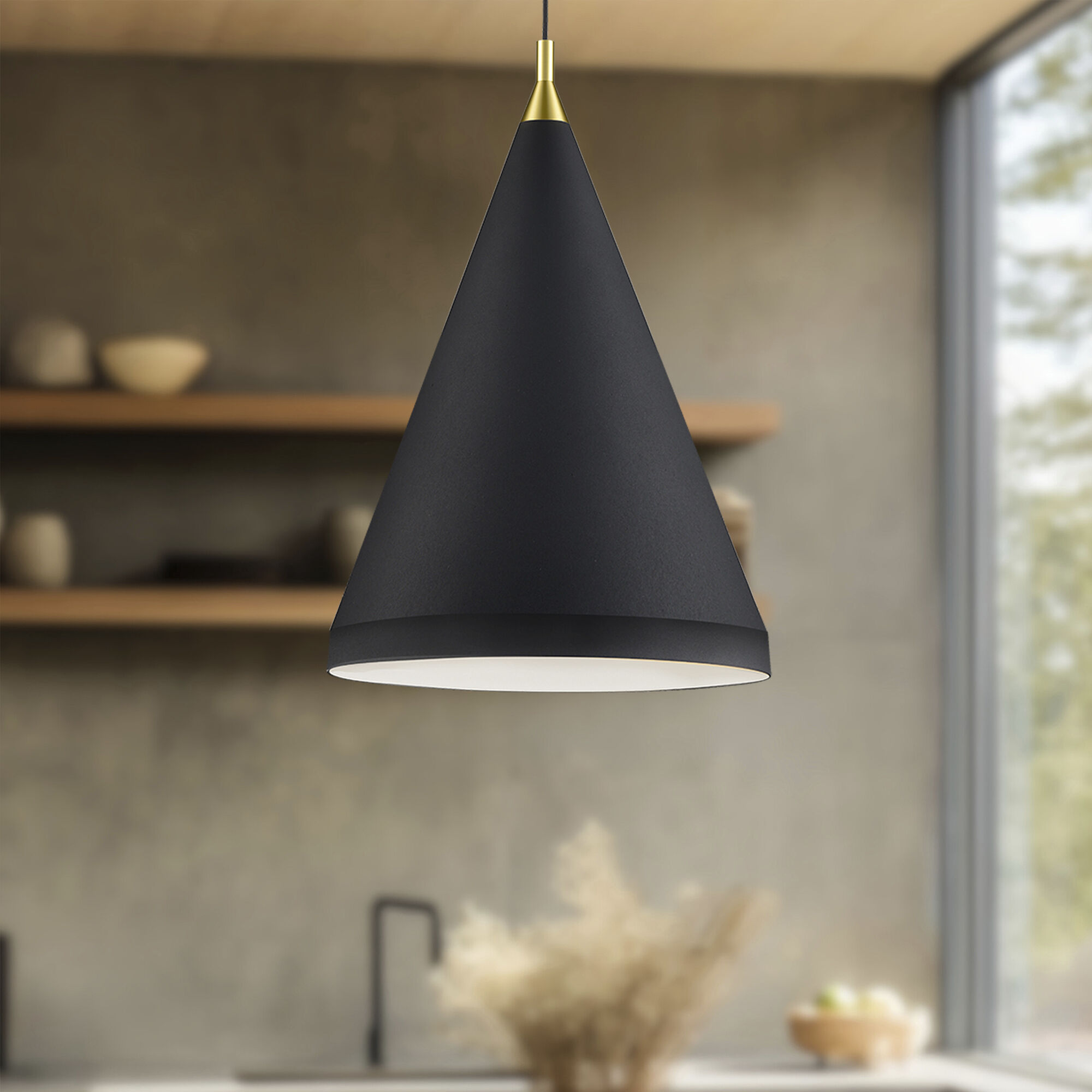 Dorothy 1 Light 16 inch Black With Gold Detail Pendant Ceiling Light