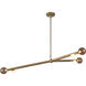 Reese 32.5 inch Vintage Brass Chandelier Ceiling Light in Amber Glass