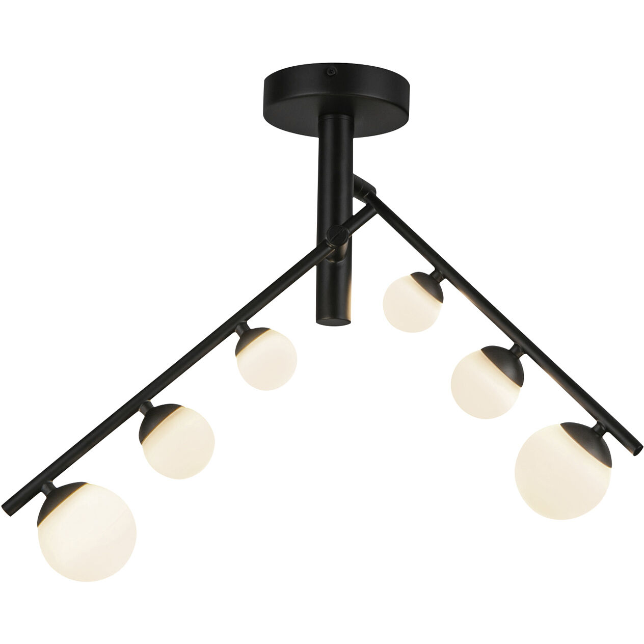 Cypress LED 7.38 inch Black/Opal Glass Semi-Flush Mount Ceiling Light