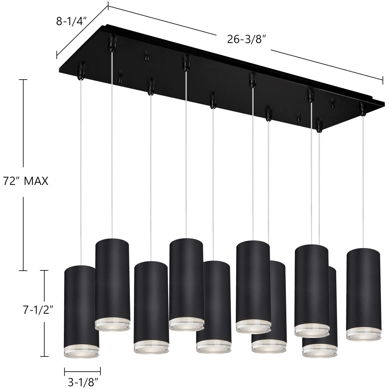 Cameo Multi Pendant Ceiling Light in Black