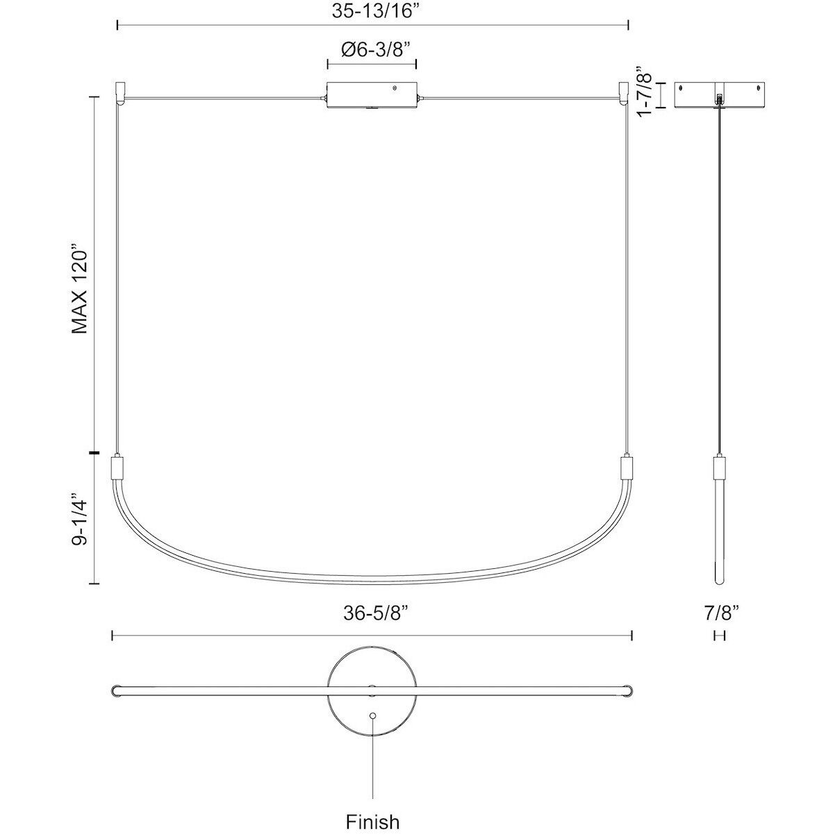 Talis LED 36.63 inch Black Linear Pendant Ceiling Light