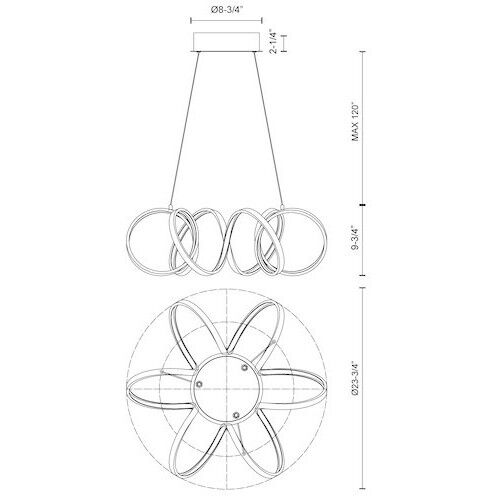 Synergy LED 23.75 inch Black Chandelier Ceiling Light