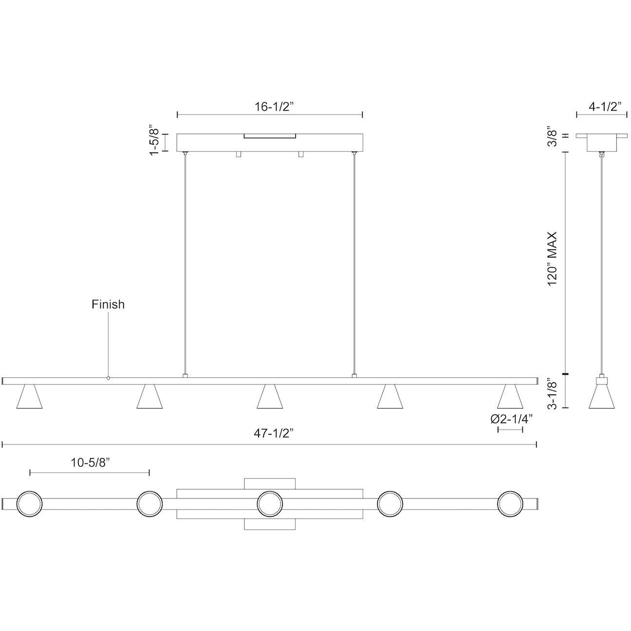 Dune LED 47.5 inch Brushed Nickel Linear Pendant Ceiling Light