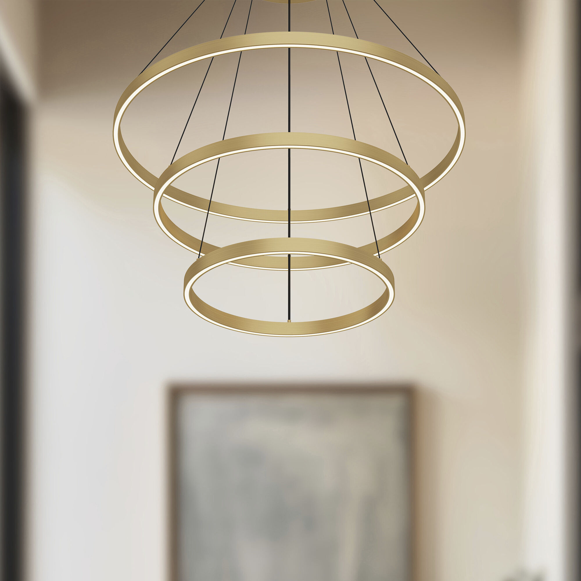 Cerchio 31.5 inch Brushed Gold Chandelier Ceiling Light